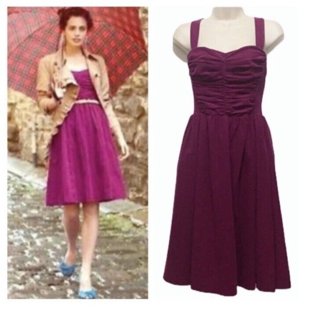 HD IN PARIS Fuchsia Micro Corduroy A-Line Dress Fit Flare Lined Size 8 (m)